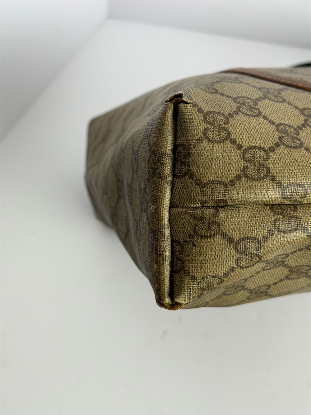 Gucci GG Supreme Monogram Canvas Tote Bag Sherry Web Stripe Handles - Picture 10 of 16